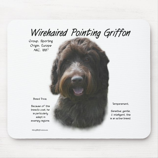 Wirehaired Pointing Griffon History Design Mouse Mat (Front)