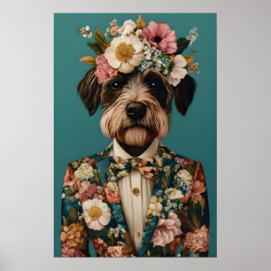 Wirehaired Pointing Griffon In Suit Poster