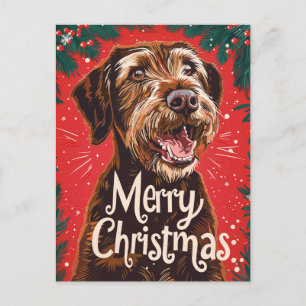 Wirehaired Pointing Griffon Merry Christmas Postcard