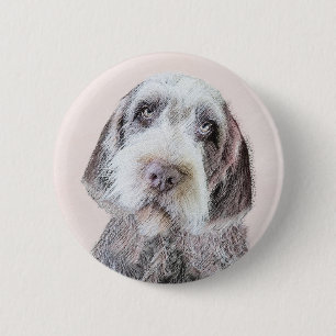 Wirehaired Pointing Griffon Painting - Dog Art 6 Cm Round Badge