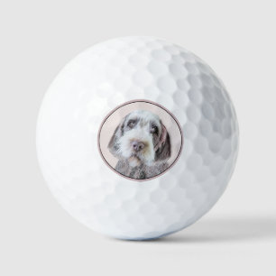 Wirehaired Pointing Griffon Painting - Dog Art Golf Balls