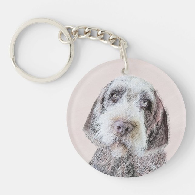 Wirehaired Pointing Griffon Painting - Dog Art Key Ring (Front)