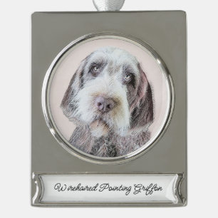 Wirehaired Pointing Griffon Painting - Dog Art Sil Silver Plated Banner Ornament