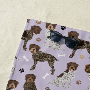 Wirehaired Pointing Griffon Paws and Bones Beach Towel