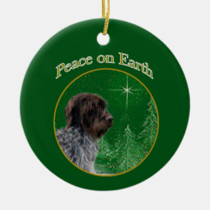 Wirehaired Pointing Griffon Peace Ceramic Tree Decoration