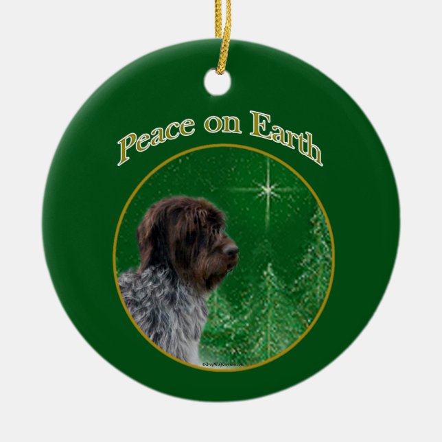 Wirehaired Pointing Griffon Peace Ceramic Tree Decoration (Front)