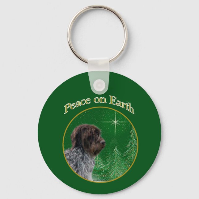 Wirehaired Pointing Griffon Peace Key Ring (Front)