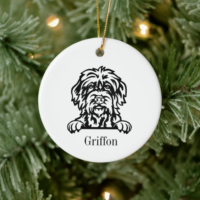 Wirehaired Pointing Griffon personalised pet  Ceramic Tree Decoration (Tree)