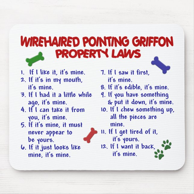WIREHAIRED POINTING GRIFFON Property Laws 2 Mouse Mat (Front)