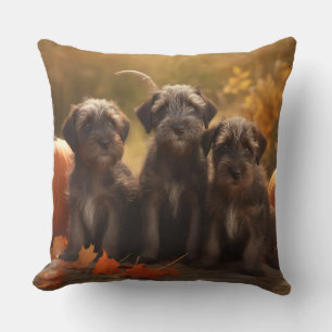 Wirehaired Pointing Griffon Puppy Autumn Cushion