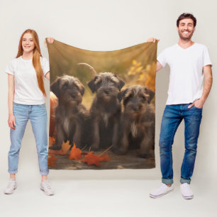 Wirehaired Pointing Griffon Puppy Autumn Fleece Blanket