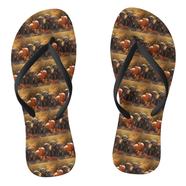 Wirehaired Pointing Griffon Puppy Autumn Flip Flops (Footbed)