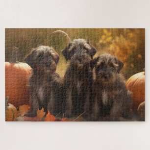 Wirehaired Pointing Griffon Puppy Autumn Jigsaw Puzzle