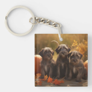 Wirehaired Pointing Griffon Puppy Autumn Key Ring