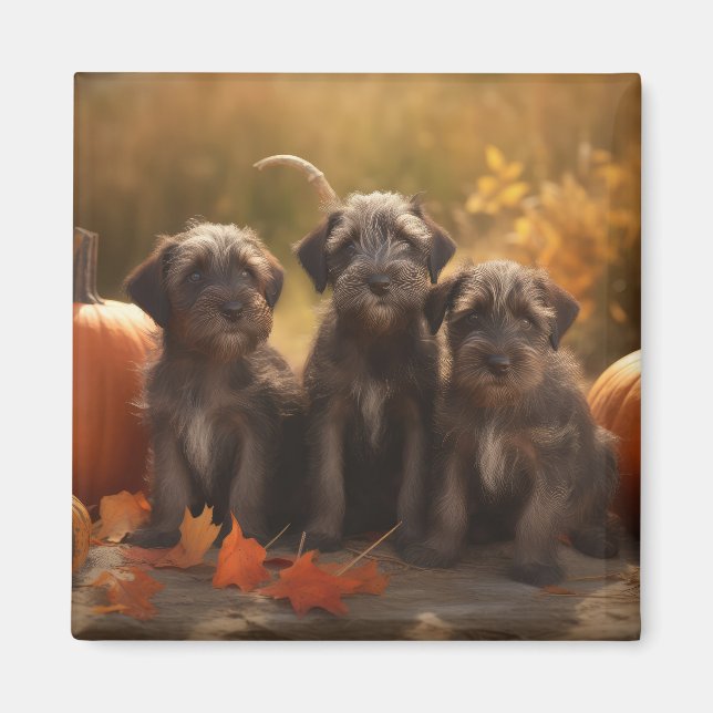 Wirehaired Pointing Griffon Puppy Autumn Magnet (Front)