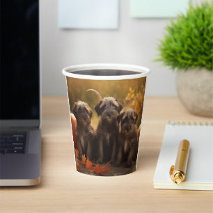Wirehaired Pointing Griffon Puppy Autumn Paper Cups
