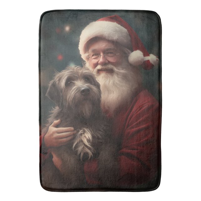 Wirehaired Pointing Griffon Santa Claus Christmas Bath Mat (Front Vertical)
