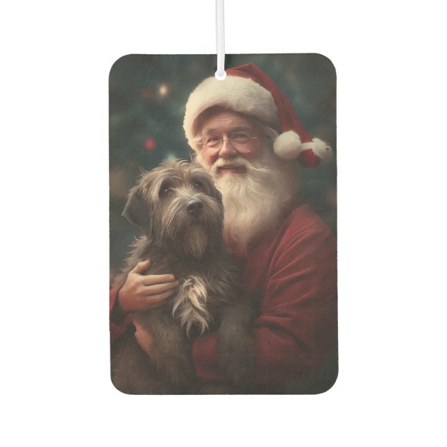 Wirehaired Pointing Griffon Santa Claus Christmas Car Air Freshener (Front)