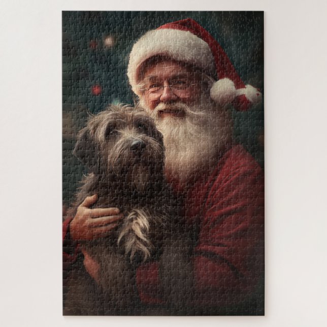 Wirehaired Pointing Griffon Santa Claus Christmas Jigsaw Puzzle (Vertical)