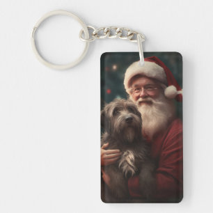 Wirehaired Pointing Griffon Santa Claus Christmas Key Ring