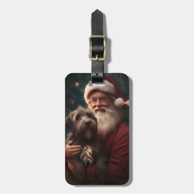 Wirehaired Pointing Griffon Santa Claus Christmas Luggage Tag (Front Vertical)