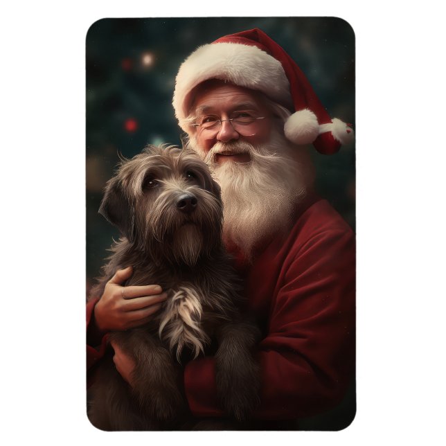 Wirehaired Pointing Griffon Santa Claus Christmas Magnet (Vertical)