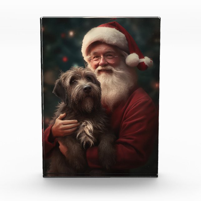 Wirehaired Pointing Griffon Santa Claus Christmas Photo Block (Front)