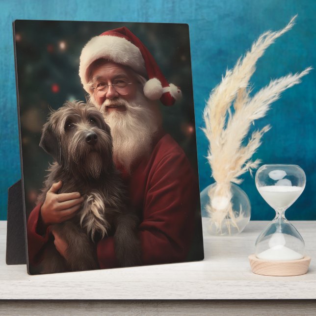 Wirehaired Pointing Griffon Santa Claus Christmas Plaque (Side)