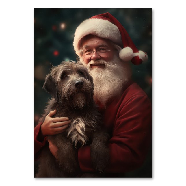 Wirehaired Pointing Griffon Santa Claus Christmas Table Number (Front)