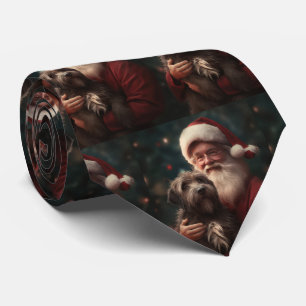 Wirehaired Pointing Griffon Santa Claus Christmas Tie