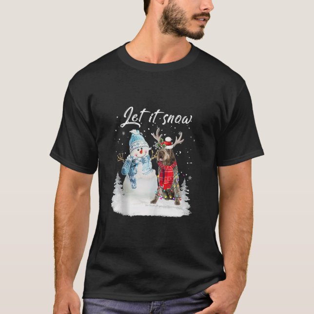 Wirehaired Pointing Griffon Santa Dog Christmas Sn T-Shirt (Front)
