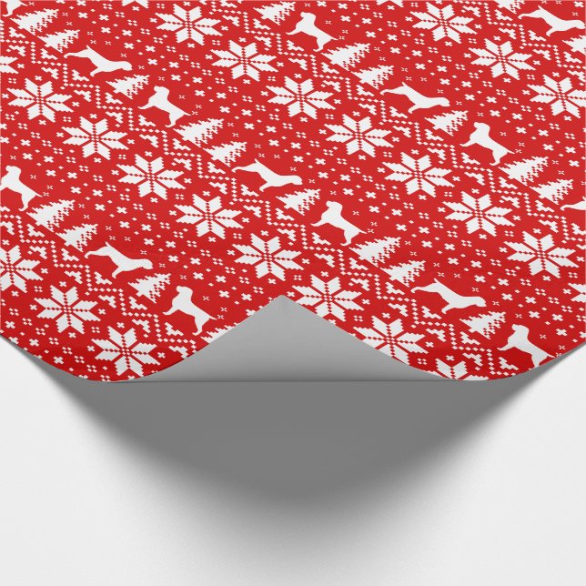 Wirehaired Pointing Griffon Silhouettes Christmas Wrapping Paper (Corner)