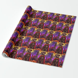 Wirehaired Pointing Griffon Vampire Pumpkins Scary Wrapping Paper