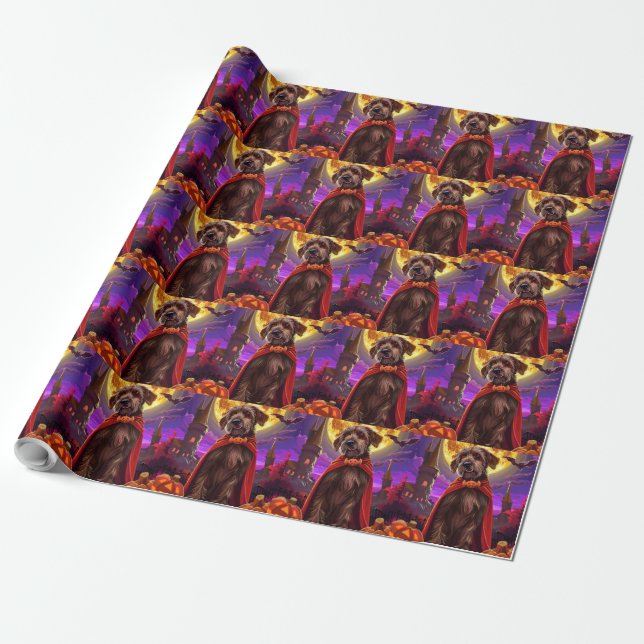 Wirehaired Pointing Griffon Vampire Pumpkins Scary Wrapping Paper (Unrolled)