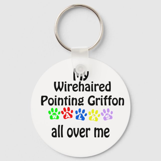 Wirehaired Pointing Griffon Walks Design Key Ring (Front)