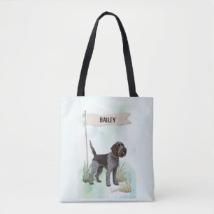 Wirehaired Pointing Griffon Watercolor Personalise Tote Bag