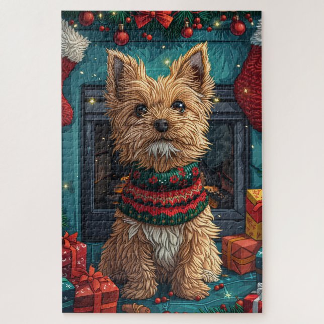 Wirehaired Pointing Griffon With Christmas Gifts Jigsaw Puzzle (Vertical)
