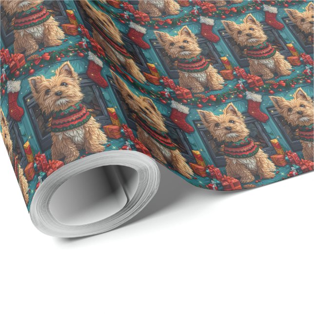 Wirehaired Pointing Griffon With Christmas Gifts Wrapping Paper (Roll Corner)