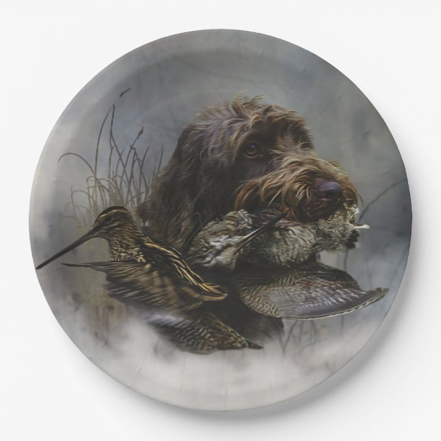 Wirehaired Pointing Griffon , Woodcock hunting   Paper Plate (Front)