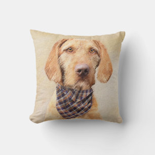 Wirehaired Vizsla Painting - Cute Original Dog Art Cushion