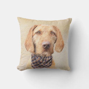 Wirehaired Vizsla Painting - Cute Original Dog Art Cushion