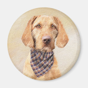 Wirehaired Vizsla Painting - Cute Original Dog Art Magnet