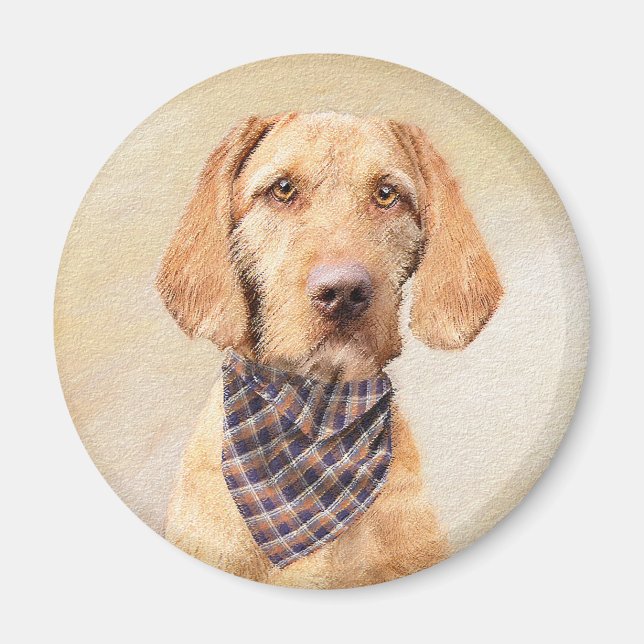 Wirehaired Vizsla Painting - Cute Original Dog Art Magnet (Front)
