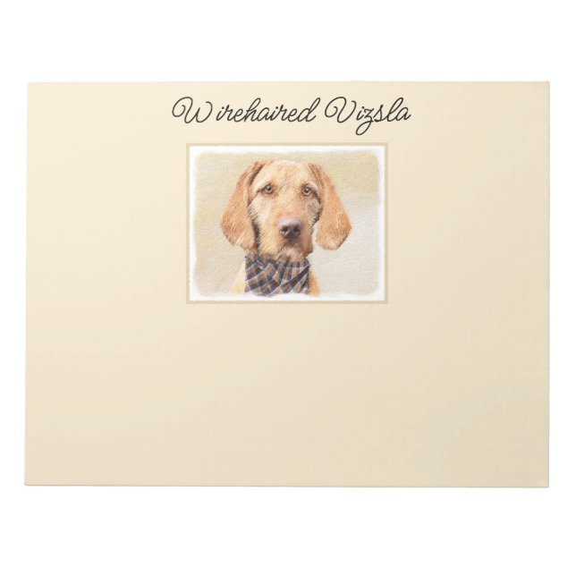 Wirehaired Vizsla Painting - Cute Original Dog Art Notepad (Front)