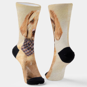 Wirehaired Vizsla Painting - Cute Original Dog Art Socks