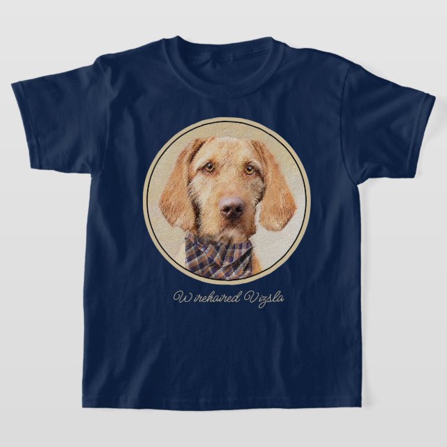 Wirehaired Vizsla Painting - Cute Original Dog Art T-Shirt (Laydown)