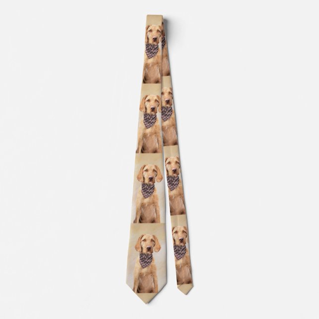 Wirehaired Vizsla Painting - Cute Original Dog Art Tie (Front)