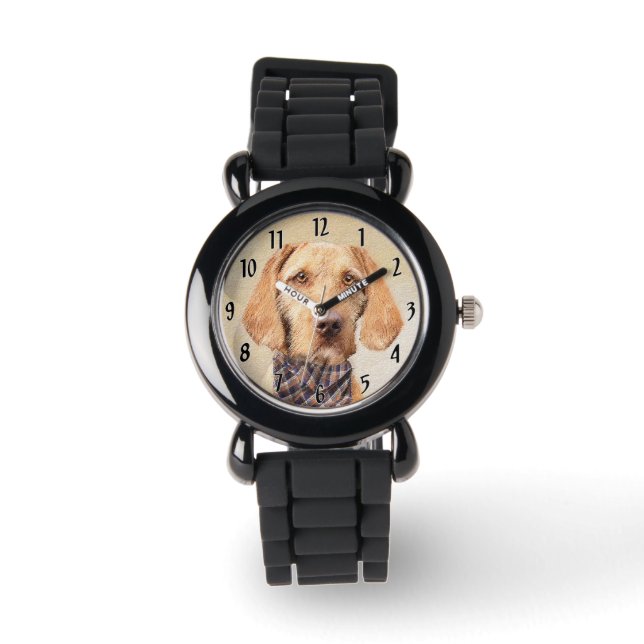 Wirehaired Vizsla Painting - Cute Original Dog Art Watch (Front)