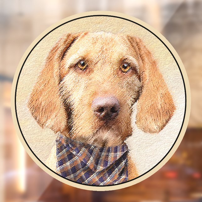 Wirehaired Vizsla Painting - Cute Original Dog Art Window Cling (Sheet 2)