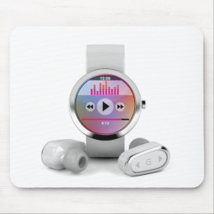Wireless earphones and smart watch mouse mat